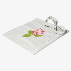 Shopper con stampa fiori e quadretti
