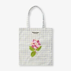 Shopper con stampa fiori e quadretti