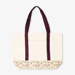 Shopper floreale con tracolla bordeaux
