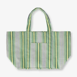 Shopper in rete verde a righe