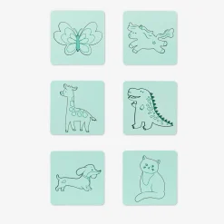 Stencil da disegno in legno con animali - 6 pz