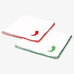 Tovaglioli in tessuto con peperoncini ricamati - 2 pz