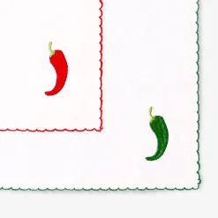 Tovaglioli in tessuto con peperoncini ricamati - 2 pz