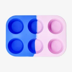 Vassoio per muffin in silicone rosa e blu